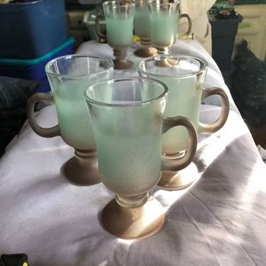 Frosted green/ tan cups 3